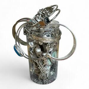 Mixed Jewelry Lot Silver Tone Wearable Vintage to Modern